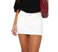 seiveini Mini Falda de Mezclilla para Mujer Cintura Alta Elástica Faldas Vaquera de Lápiz Corta Y2k con Botones Retro Casual A Blanco XL