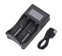 SEIVI PC Negro Portátil LCD Pantalla Inteligente USB Cargador de Batería de Doble Ranura para Ni - MH Ni - CD AA AAA Li - IonIMR 18650 26650 14500 con Función de Carga de Salida
