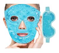 SEIWEHIDO Máscara facial de hielo reutilizable y fría de gel para hinchazón, ojeras, bolsas de ojos, ojos secos, dolores de cabeza, migrañas, alivio del estrés, paquete de hielo para ojos y cara (azul