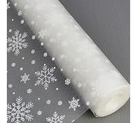 SEIWEI 1 Rollo de revestimientos para cajón, Forro de Estante de Cocina, manteles Individuales Lavables no Adhesivos de EVA para frigorífico, estanterías de despensa, 5 m, Copos de Nieve Blancos