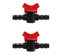 SEIWEI 2 piezas de válvulas de bola de púas negras, válvula de control de flujo con interruptor de apagado y conector de manguera para jardín, tubo de riego por goteo (18-18 mm)