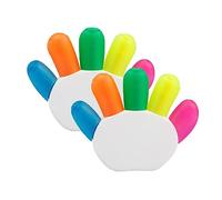 SEIWEI 2 rotuladores multicolores, 5 en 1, con forma de dedo, para niños, estudiantes (rosa, amarillo, verde, naranja, azul)