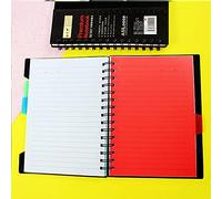 SEIWEI Cuaderno de hojas sueltas con espiral negra, cuaderno de polipropileno con divisores, pestañas de índice, diseño grande de doble bobina, 25,5 x 18 cm