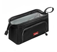 SEIWEI Estuche de gran capacidad, bolsa de tela Oxford duradera con cremalleras dobles, apertura lateral y asa, ideal para adolescentes, niños, mujeres y adultos, Black, 24*16*5cm, Moern