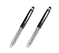 SEIWEI Linterna LED, bolígrafo 3 en 1, lápiz capacitivo con luz, bolígrafo multifuncional, tinta negra para pantallas táctiles, negro, 2 unidades