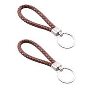 SEIWEI Llavero trenzado de piel sintética para cartera, llavero tejido hecho a mano para mujeres y hombres, café