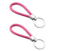 SEIWEI Llavero trenzado de piel sintética para cartera, llavero tejido hecho a mano para mujeres y hombres, rosa (b)