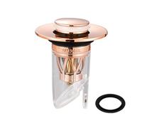 SEIWEI Tapón de fregadero de oro rosa con núcleo de rebote, tapón de drenaje tipo empuje con cesta para recogedor de pelo, colador desplegable para lavabo para baño, cocina (largo)