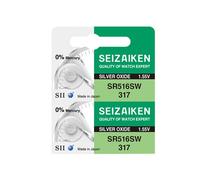 Seizaiken 317 SR516SW 1.55V 0% Hg - Pilas de óxido de plata para reloj (2 pilas) Fabricadas en Japón por Seiko