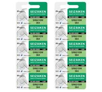 Seizaiken Seiko 364 SR621SW - Batería de reloj de óxido de plata (1,55 V, 0 % Hg, 10 baterías), fabricada en Japón