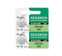 Seizaiken Seiko 386 SR43W - Batería de reloj de óxido de plata (1,55 V, 0 % Hg, 2 baterías), fabricada en Japón
