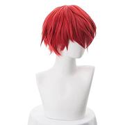 SEIZIS 2022 Cos Wig Peluca Cosplay Karma Akabane Assassination Classroom Peluca Roja Corta Pelo de Fibra Resistente al Calor + Cap for Peluca Party Anime Role