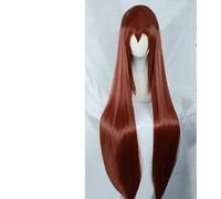SEIZIS 2022 Cos Wig Steins Gate Makise Kurisu Christina Peluca de 100 centímetros de largo recto Auburn resistente al calor pelo sintético Cosplay pelucas + protector de peluca