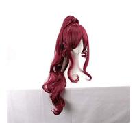 SEIZIS Cosplay Wig Anime Cosplay Peluca Princesa Megara Peluca Cosplay Disfraz Meg Largo Vino Tinto Pelucas de Pelo sintético for Adultos