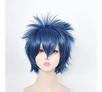 SEIZIS Cosplay Wig Au World cos Pelo Falso Natural Realista Trueno león cos Peluca Anime Cabeza explosiva Tinta esponjosa Azul Tinta Azul 35CM