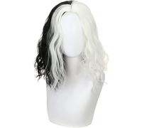 SEIZIS Cosplay Wig Black and White Magic Female Libera cos Wig Speckle Dog Cruella European and Women Full Head Set Factories Wholesale
