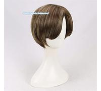 SEIZIS Cosplay Wig Cosplay Estrellas Mapache policía Dep Leon Scott Kennedy Peluca marrón Pelo Corto Disfraces de Juego de rol Peluca + Gorro de Peluca