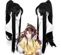SEIZIS Cosplay Wig Disfraz Antiguo Estilo Pelucas Masculinas Magic Tao Jin Ling Jiang Cheng COS Peluca Consejos de Belleza Negro