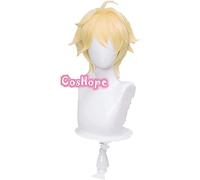 SEIZIS Cosplay Wig Genshin Impact Traveler Cosplay Aether Lumine Peluca Rubia Cosplay Anime Pelucas sintéticas Resistentes al Calor Halloween for niñas (Color : Aether)
