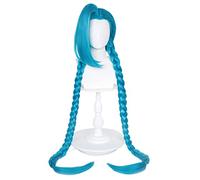 SEIZIS Cosplay Wig Jinx Cosplay Peluca LOL Cosplay Jinx Peluca Azul, Polvo Arkane Peluca Suelta Cannon Trenza con Trenzas Azules con Gorro de Peluca Gratis