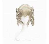 SEIZIS Cosplay Wig Juego de rol for Anime Kakegurui Kirari Momobami 35cm Pelucas Cortas Trenzas Grises Estilo Clip en Peluca Cosplay