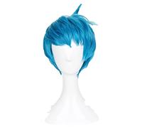 SEIZIS Cosplay Wig Juego de rol for la película Inside out Joy Pelucas de Cosplay Peluca de Pelo sintético Azul Corto Resistente al Calor