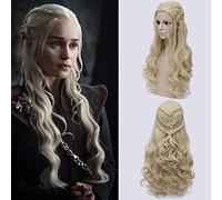 SEIZIS Cosplay Wig Juego de Tronos Daenerys Targaryen Cosplay Peluca Pelo Sintético Largo Ondulado Dragón de Madre Pelucas Fiesta de Halloween Disfraz for Mujer Juego de Tronos Rubio