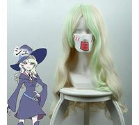 SEIZIS Cosplay Wig Little Witch Academia Diana Cavendish Cosplay Peluca for Mujer Beige Verde Largo Rizado Ondulado Peluca de Pelo sintético for Fiesta de Disfraces