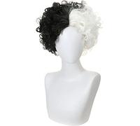 SEIZIS Cosplay Wig Magia en Blanco y Negro Hembra Libera cos Peluca moteada Perro Cruella Europeo y Mujeres Cabeza Completa Conjunto fábricas al por Mayor