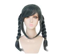 SEIZIS Cosplay Wig Peluca de Anime Cosplay Peko Peluca, Dos Trenzas Peluca Gris, Disfraz Peluca de Halloween, for Halloween, Fiesta de Disfraces, Espectáculo de Anime, Evento de Cosplay, Conciertos