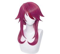 SEIZIS Cosplay Wig Peluca de Color Rojo Vino for Genshin Impact- Rosaria Cosplay Choppy Halloween Disfraz Peluca
