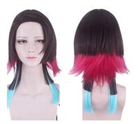 SEIZIS Cosplay Wig Peluca de Cosplay de Anime Demon Kimetsu No Yaiba Enmu, Pelo sintético Corto de Colores Mezclados, Pelucas Enmu for Fiesta de Halloween + Gorro de Peluca, Peluca Demon Enmu No. 597