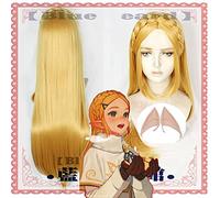 SEIZIS Cosplay Wig Princesa Zelda Cosplay Pelucas Orejas de Elfo La Leyenda de Zelda Aliento de lo Salvaje Resistente al Calor Sintético Trenza Larga Pelucas de Cabello 80 cm Peluca y Orejas