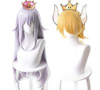 SEIZIS Cosplay Wig Super Mario Bros. bowsette Princesa Bowser Cosplay Peluca para Mujer Resistente al Calor sintético Pelo Amarillo púrpura Anime Juego Peluca