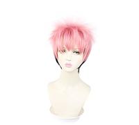 SEIZIS Deletrea de nuevo al personal del tigre de batalla Yohito anime personajes cos peluca rosa negro degradado color inverso urdimbre fácil de modelar peluca rosa y negro degradado color Cosplay