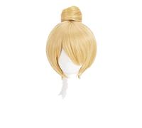 SEIZIS Peluca de anime para cosplay de princesa, campanilla de tinta, cosplay, pelo rubio corto con pelo sintético resistente al calor y gorro de peluca