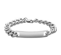 Seizmont by Trendhim Pulsera para hombre en plata de ley 925 con placa de grabado | Cadena de eslabones de 10 mm de ancho con cierre de mosquetón | Diseño danés | Accesorio casual, Large, Metal, No es