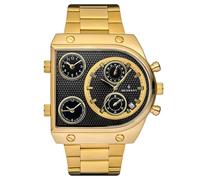 Seizmont by Trendhim - Reloj Provectus dorado para hombre, fecha, más zonas horarias, formato 24 horas, resistente al agua hasta 30 metros, diseño danés, dorado