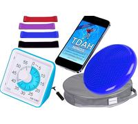 Seka-Planet Kit TDAH Niños con temporizador visual, Cojín de equilibrio, Bandas elásticas y eBook educativo, Herramientas sensoriales para casa o clase