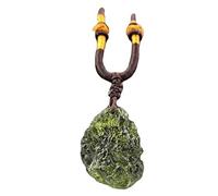 SEKDAQ Collar de cristal de moldavita áspera, colgante de piedra cruda de meteorito checo de moldavita, forma irregular, color verde