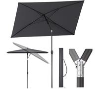 Sekey 210 × 140 cm sombrilla para Mercado, jardín, terraza, protección Solar UPF50+, Rectangular-Gris oscuro