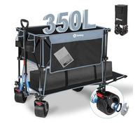 Sekey 4XL Carro Plegable de 350 l, con neumáticos Extra Anchos de 17 x 10 cm, Carro de Playa, Carro de Transporte Plegable en 4 direcciones, 4XL Doble 4021, Azul con Negro