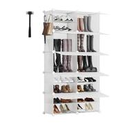 Sekey Armario Zapatero XXL 10 Compartimentos PP - Automonte con Martillo - Organizador Familiar Grande (84x31x152cm) - Almacenaje Máximo 40 Pares, Blanco