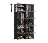 Sekey Armario Zapatero XXL 10 Compartimentos PP - Automonte con Martillo - Organizador Familiar Grande (84x31x152cm) - Almacenaje Máximo 40 Pares, Negro