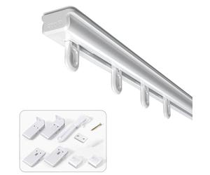 Sekey Barra de cortina extensible, riel de cortina de 1 vía, de aluminio, telescópico, barra de cortina ajustable, 110-210 cm