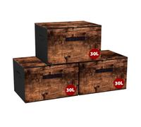 Sekey Caja Organizadora con Tapa, Caja de Almacenaje de Tela Plegable con Asas, Organizador de Ropa para Armario y Juguetes - Set de 3, 40x30x25cm, Marrón Vintage