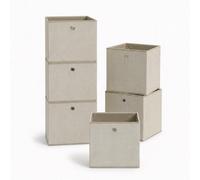 Sekey Caja Organizadora de Tela Plegable, Cubo de Almacenaje con Asa para Estante Kallax o EKET, Cesta sin Tapa para Juguetes y Ropa - Pack de 6, 30x30x30cm, Beige Arena