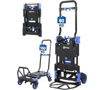 Sekey - Carretilla plegable para sacos y carrito de transporte 2 en 1, carretilla de plataforma de aluminio con capacidad de carga hasta 150 kg, carretilla de transporte con ruedas de doble rodamiento