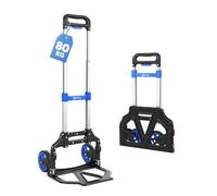 Sekey Carretilla plegable y ligera de transporte, solo 3,5 kg de peso tara, 80 kg de capacidad de carga, 3 niveles de altura ajustable y plegable en segundos, carro plegable de aluminio con ruedas TPR