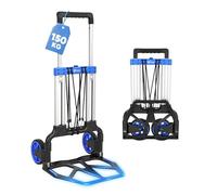 Sekey Carretilla Plegable y Resistente de Transporte, 150 kg, Marco de Aluminio Reforzado, Almohadilla Antideslizante XXL y Plegable en Segundos, Altura Ajustable con Ruedas TPR, Incluye 2 Cuerdas